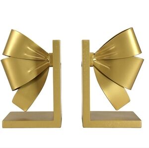 Gold tone bow tie bookends